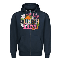 Navy One hip Lunch Lady Easter Day Zipper Hoodie - CowGirlArtShop