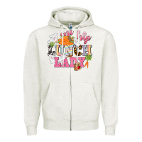 Oatmeal Heather One hip Lunch Lady Easter Day Zipper Hoodie - CowGirlArtShop