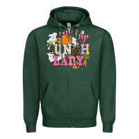 Sports Green One hip Lunch Lady Easter Day Zipper Hoodie - CowGirlArtShop