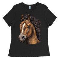 Black quarter horse portrait Ladies Tee - LillyAllenDesigns
