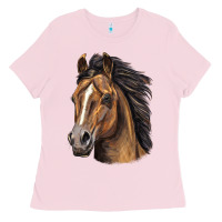 Bubblegum Pink quarter horse portrait Ladies Tee - LillyAllenDesigns