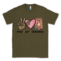 Army Green peace love chihuahua Classic Tee - JahusDesignShop