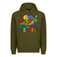 Army Green different is beautiful autism Premium Hoodie - OliviaCreatesArt
