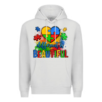 Dove Grey different is beautiful autism Premium Hoodie - OliviaCreatesArt