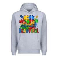 Heather Grey different is beautiful autism Premium Hoodie - OliviaCreatesArt