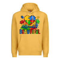 Mustard different is beautiful autism Premium Hoodie - OliviaCreatesArt