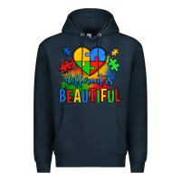 Navy different is beautiful autism Premium Hoodie - OliviaCreatesArt
