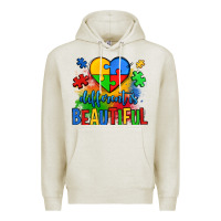 Oatmeal Heather different is beautiful autism Premium Hoodie - OliviaCreatesArt