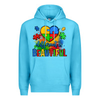 Ocean Blue different is beautiful autism Premium Hoodie - OliviaCreatesArt