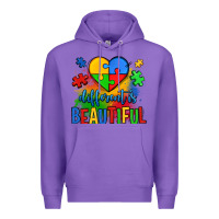 Purple different is beautiful autism Premium Hoodie - OliviaCreatesArt