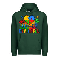 Sports Green different is beautiful autism Premium Hoodie - OliviaCreatesArt