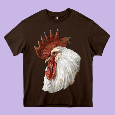 Leghorn Rooster Head Heavy Core Tee Designed By Lillyallendesigns