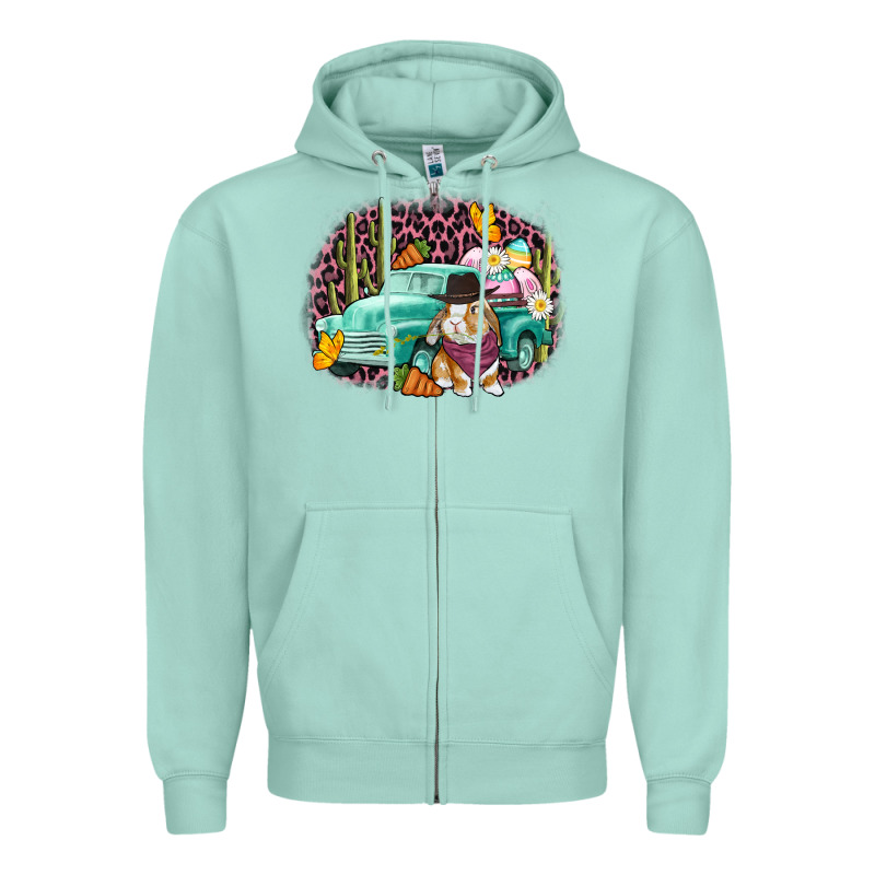 Western Rabbit Easter Day Zipper Hoodie by CowGirlArtShop | Teevron