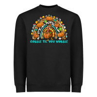 Black Gobble Til You Wobble with Rainbow Heavyweight Sweatshirt - texasbilliewilder