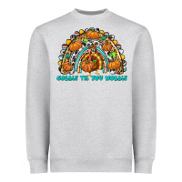 Heather Grey Gobble Til You Wobble with Rainbow Heavyweight Sweatshirt - texasbilliewilder