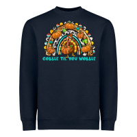 Navy Gobble Til You Wobble with Rainbow Heavyweight Sweatshirt - texasbilliewilder
