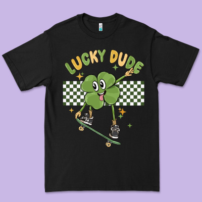 Lucky Dude Premium Tee Designed By Maliassmallbusiness
