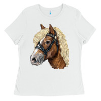 White Haflinger Avelignese Horse Ladies Tee - LillyAllenDesigns