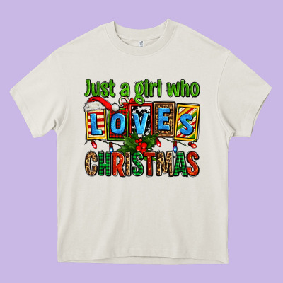 Just A Girl Who Loves Christmas Heavy Core Tee Designed By Adodesignshop