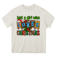 Cream just a girl who loves christmas Heavy Core Tee - AdoDesignShop