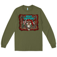 Army Green merry christmas bull skull Long Sleeve Tee - RanaPortraitStore