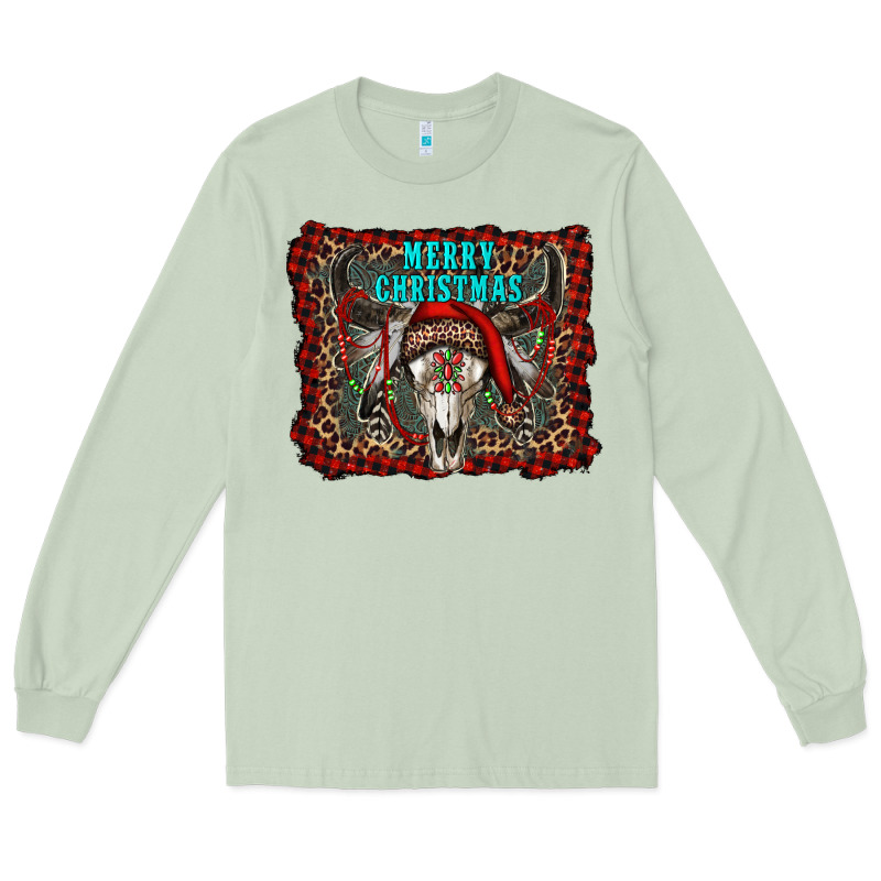 Merry Christmas Bull Skull Long Sleeve Tee by RanaPortraitStore | Teevron