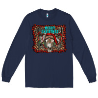 Navy merry christmas bull skull Long Sleeve Tee - RanaPortraitStore
