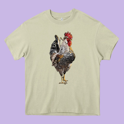 Cream Legbar Rooster Heavy Core Tee Designed By Lillyallendesigns