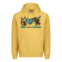 Antique Gold peace love cowboys Premium Hoodie - OliviaCreatesArt