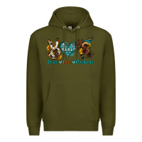 Army Green peace love cowboys Premium Hoodie - OliviaCreatesArt