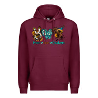 Burgundy peace love cowboys Premium Hoodie - OliviaCreatesArt