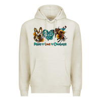 Oatmeal Heather peace love cowboys Premium Hoodie - OliviaCreatesArt