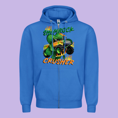 Shamrock Crusher St. Patrick's Day Zipper Hoodie Designed By Cowgirlartshop