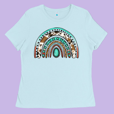 Blessed Western Rainbow Ladies Tee Designed By Jasminsmagicworld