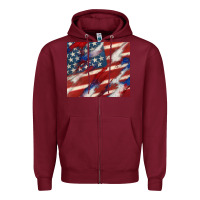 Burgundy American flag glitter 4th of july Zipper Hoodie - CowGirlArtShop