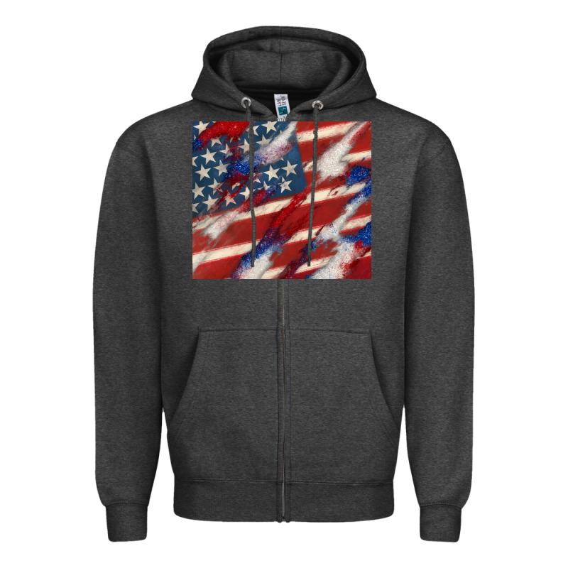 American Flag Glitter 4th Of July Zipper Hoodie by CowGirlArtShop | Teevron