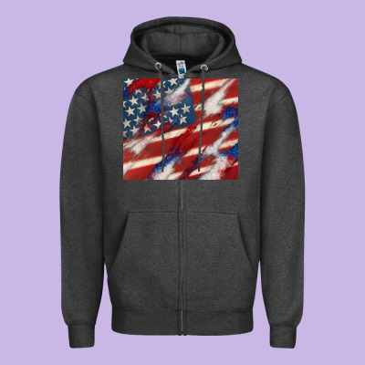American Flag Glitter 4th Of July Zipper Hoodie Designed By Cowgirlartshop