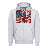 Heather Grey American flag glitter 4th of july Zipper Hoodie - CowGirlArtShop