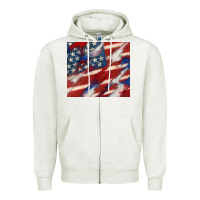Oatmeal Heather American flag glitter 4th of july Zipper Hoodie - CowGirlArtShop