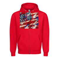 Red American flag glitter 4th of july Zipper Hoodie - CowGirlArtShop
