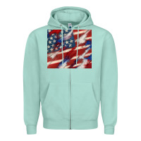 Seafoam American flag glitter 4th of july Zipper Hoodie - CowGirlArtShop