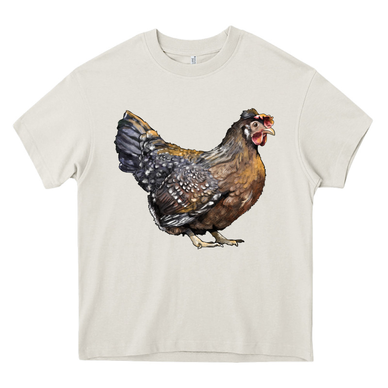 Cream Legbar Chicken Heavy Core Tee by LillyAllenDesigns | Teevron