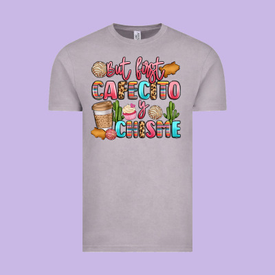 But First Cafecito Y Chisme Vintage Tee Designed By Lillyallendesigns