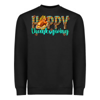 Black Happy Thanksgiving with Turkey Heavyweight Sweatshirt - texasbilliewilder