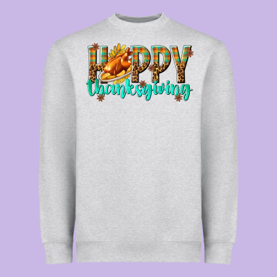 Happy Thanksgiving With Turkey Heavyweight Sweatshirt Designed By Texasbilliewilder