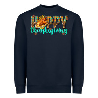 Navy Happy Thanksgiving with Turkey Heavyweight Sweatshirt - texasbilliewilder
