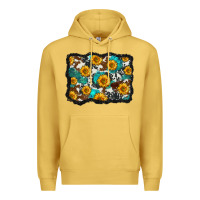 Antique Gold cowhide  turquoise sunflowers pattern olivia Premium Hoodie - OliviaCreatesArt