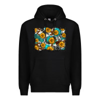 Black cowhide  turquoise sunflowers pattern olivia Premium Hoodie - OliviaCreatesArt
