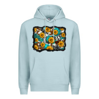 Blue Mist cowhide  turquoise sunflowers pattern olivia Premium Hoodie - OliviaCreatesArt