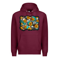 Burgundy cowhide  turquoise sunflowers pattern olivia Premium Hoodie - OliviaCreatesArt